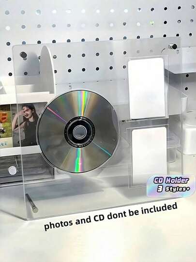 1PC Clear Acrylic Photocard And CD Holder Stand Display Case With Groove Brick Design Desktop Placing Protector For  Photocard Sports Card Idol Card Celebrity Collection Discs Record Frame Home