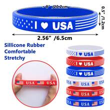 6 Silicone Wristbands Featuring The American Flag Pattern - "Vance" Wristbands - Perfect For Independence Day Gifts. - Multicolor - View 5