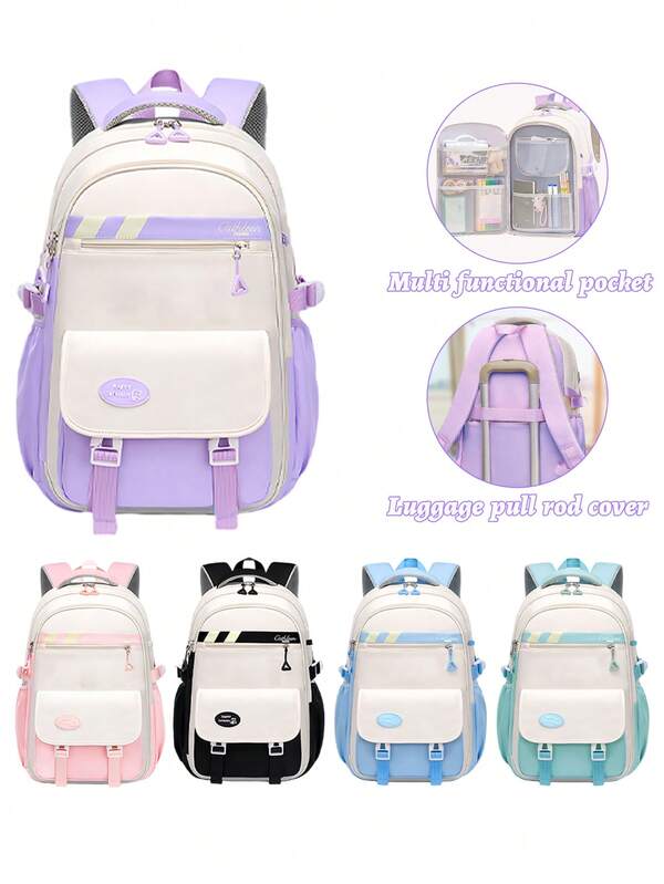 1pc Teen Girl Backpack, 2026 Back To School Backpack, Lightweight Large Capacity Multi-Pocket School Bag, Outdoor Travel Bag