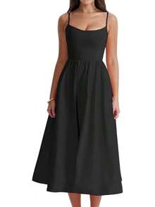 TcIFE Vestido Largo de Tirantes Finos sin Espalda, Sexy y Veraniego para Mujer - Rosa - Ver 9