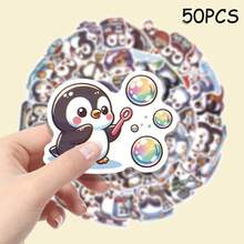 50pcs Cute Penguin Cartoon Stickers/Vinyl Material/Suitable For Car Decals/Bumper Stickers/Laptop Stickers/Can Be Used As Party Gifts And Rewards To Share With Friends - Multicolor - View 6
