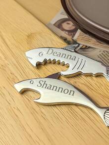 Customized Personalized Stainless Steel Shark Keychain Bottle Opener - Custom Laser Engraved Wedding And Party Gift, Ideal Groomsman Gift For Wedding Events, Unique Party Favor And Bar Accessory, Perfect Wedding Guest Souvenir And Beer Lover Gift, Suitable For Men And Beer Enthusiasts, Laser Engraved Wedding Keepsake And Party Decor Accessory - Multicolor - View 6