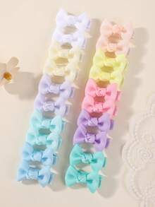 bilicaca 20pcs Mini Bow Hair Clips For Kids, Cute Cartoon Girls Hair Clips Set, Hair Accessories, Full Coverage Clips, No Damage To Hair, Hair Clips Hair Accessories For Girls, Hair Styling, Multi-Color Combination Versatile Headwear Suitable For Daily Wear - Multicolor - View 13