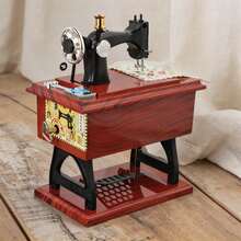 1pc European Vintage Classical Foot Pedal Sewing Machine Table Mechanical Wind-Up Music Box Home Decor Mother's Day Gift Birthday Gift Christmas Gift - 1PC - View 5