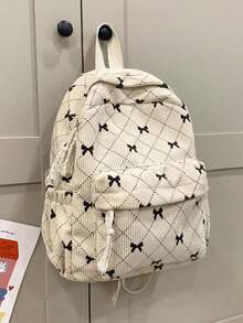 Mochila Estudiantil de Gran Capacidad Estilo Universitario para Mujeres, Adecuada para Escuela Secundaria, Preparatoria, Universidad - Negro - Ver 1