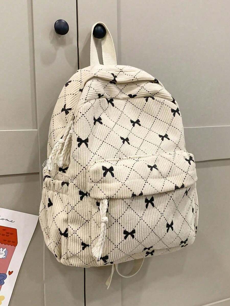 Mochila Estudiantil de Gran Capacidad Estilo Universitario para Mujeres, Adecuada para Escuela Secundaria, Preparatoria, Universidad - Negro - Ver 1