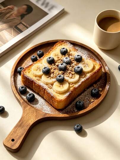 1PC Cheese Tray, Pizza Board, Wooden Tray, Breakfast Tray, Serving Tray, Suitable For Snacks, Desserts, Cheese, Sushi, Breakfast, Suitable For Home Kitchen, Decoration, Outdoor, Picnic, Afternoon Tea, Suitable For Home, Restaurant Purchase, Suitable For Easter And Other Holidays