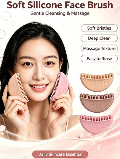 1pc Lymphatic Contour Facial Brush, Facial Lymphatic Drainage Massager: Eye And Neck Care Massage Brush, Ergonomic Design, Suitable For Muscles, 3 Colors Available, Reusable, Home Decor, Home Supplies, Household Essentials, Gift For Women, Gift For Men, Gift For Mother, Gift For Father, Gift For Grandfather, Gift For Grandmother