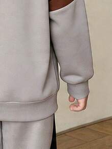Tween Boy Letter Print Crew Neck Long Sleeve Top And Sweatpants - Grey - View 6
