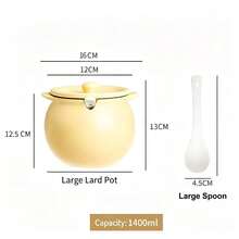 2pcs Ceramic Pig-Shaped Lard Pot With Lid, High Temperature Resistant Large Capacity Storage Jar, Kitchen Seasoning Jar, Salt Cellar With Spoon - View 9