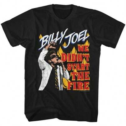 BILLY JOEL T-SHIRT BILLY JOEL WE DIDNT START THE FIRE RETRO 80S ROCK TEE