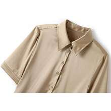 Blusa de satén de seda con botones para mujer, estilo casual, cuello desdoblado, para oficina y dama, Color, Medium - 1 - Ver 4