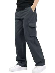 PLANET Pantalones Cargo Hombre 100% Algodón - Corte , Ajuste Holgado, Cintura Elástica y Cómodo |   Ideales para el Día a Día, Senderismo y Actividades Exteriores |   Versátil y Casual - Verde - Ver 9