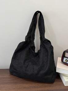 夏季黑色蕾絲女款手提包，大容量休閒女用托特包，適合約會、度假、通勤單肩包 - 黑色 - 查看 4