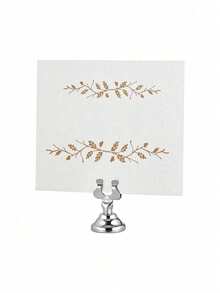 1pc Wedding Season Stainless Steel Silver Table Number Holder, Name Card/Table Number Stand, Party Card Holder, Desktop Name Card Holder, Table Card Holder, Mini Table Card Holder, Short Table Number Holder - Multicolor - View 5