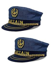 1pc/2pcs Unisex Embroidered Captain Hat, Uniform Prop Captain Hat, Suitable For Party Accessories - Style D - View 16
