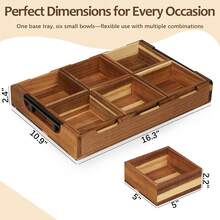6 Piece Acacia Wood Modular Serving Tray Set With Handles Rectangular Charcuterie Board For Appetizers Snacks And Party Hosting Rustic Home Decor - View 3