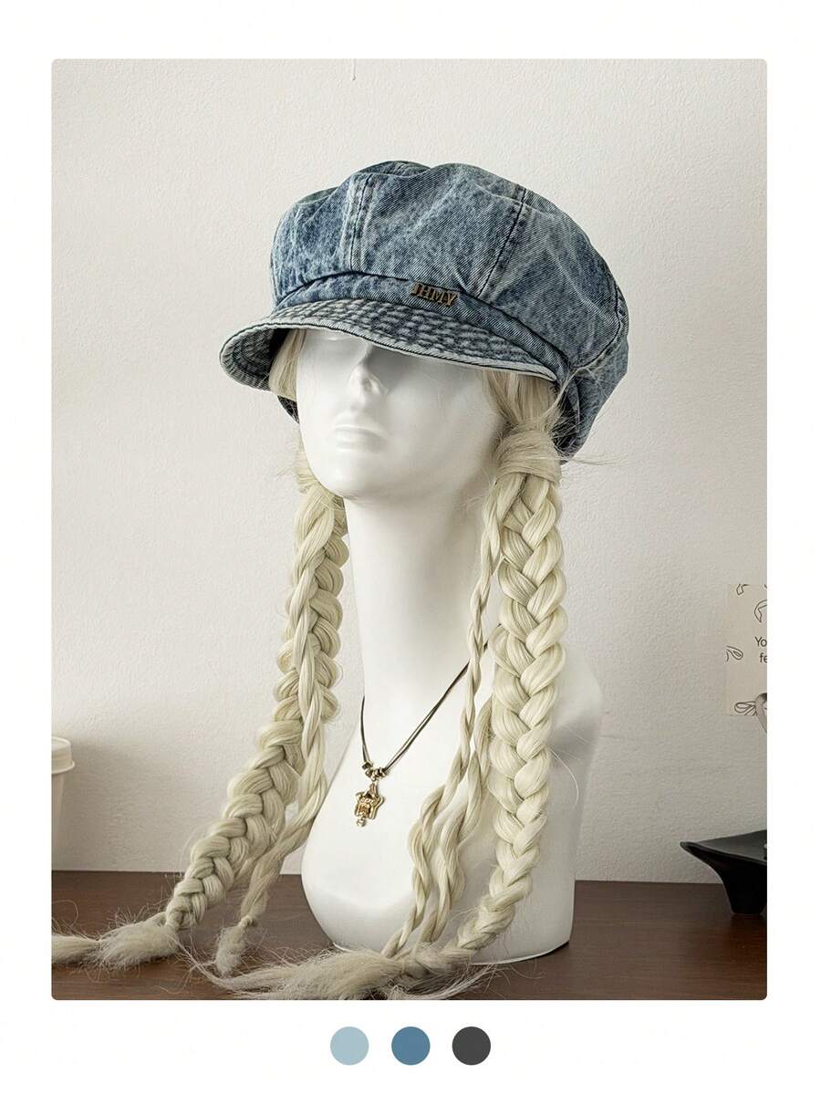 Gorra de niño de periódico lavada vintage, gorro de nube extragrande que adelgaza el rostro para mujeres, boina octogonal artística de estilo callejero Ins, gorro de pintor desgastado, circunferencia de cabeza grande, gorra holgada versátil con ala suave, estilo de diseñador, atuendo casual, gorra de béisbol retro de nicho