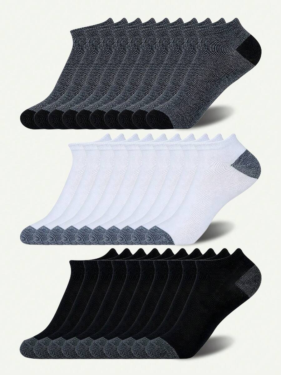 Solid Color Minimalist Outdoor Sports Boat Socks, Thickened Heel To Relieve Walking Pressure, Invisible Low-Cut Design, Quick-Dry Breathable Material, Suitable For Jogging, Outdoor Activities, Commuting, All Seasons - Multicolor - View 1
