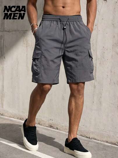 Men's Casual Daily Solid Color Shorts, Minimalist Style, Versatile For Commuting