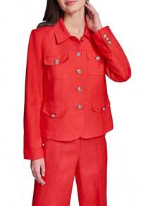 Front Pockets Classic Lightweight Blazer Chaqueta Deportiva Mujer - Manzana roja - Ver 1