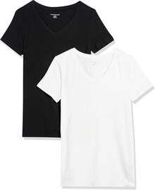 Essentials - Camiseta de manga corta con cuello en V para mujer - Blanco - Ver 30