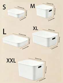 Cream White Plastic Storage Box With Lid And Side Handle, Stackable Multi-Functional Organizer Container, Large Capacity Dust-Proof Sorting Bin, Suitable For Wardrobe, Toys, Cosmetics, Groceries, Snacks, Office Supplies, Bedroom Closet, Bathroom, Kitchen And Home Storage - White - View 7