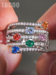 1 pièce Bague charmante en zircone cubique, convient aux femmes, convient pour le mariage, les fiançailles, l'anniversaire, le cadeau de la Saint-Valentin - 1# - Voir 11