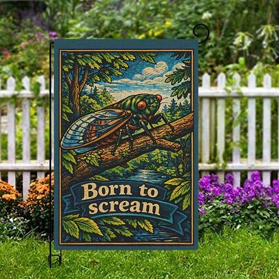 1 pieza Bandera de jardín con cigarra, bandera de atmósfera de verano, bandera clásica tradicional para decoración del hogar, 12x18 pulgadas, adecuada para decoración de patio y césped, bandera de jardín impresa a doble cara resistente al clima y duradera, bandera colgante decorativa para el hogar, bandera exterior, decoración exterior, adorno de patio, decoración estacional, acento de jardinería del hogar, decoración de porche, bienvenida/saludo festivo, decoración de fiesta de jardín y césped