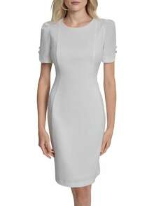 DKNY Vestido Midi de Gasa con Mangas y Falda Godet Vestido para Mujer - Equipaje - Ver 14