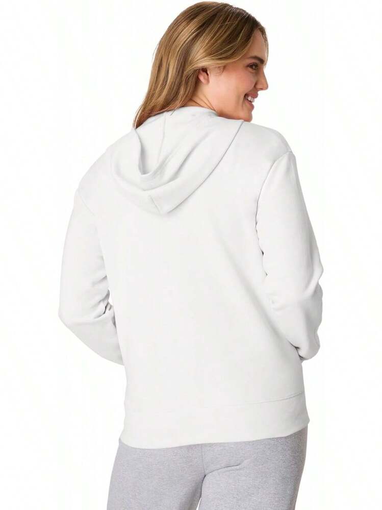 Hanes Sudadera con Capucha y Cierre Completa Ecosmart Chamarra de Calentamiento o Pista para Mujer - Blanco - Añade 2