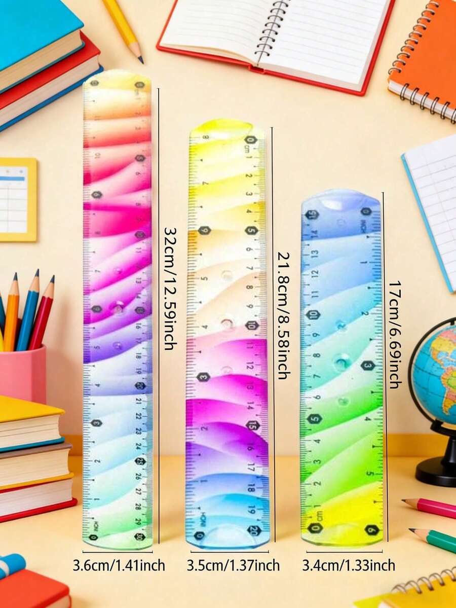 Multifunctional Soft Ruler - 15cm, 20cm, 30cm Colorful Flexible Measuring Tool, Suitable For Handicrafts And Painting - Color - View 1