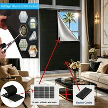 1pc Self-Adhesive Blackout Curtain, Versatile Fixation New Sunshade Cloth, No Drilling Installation Self-Stick Hook And Loop, Easily Cut To Fit Various Window Sizes, Bedroom Balcony Sunscreen Blackout Cloth - 1PC - View 36
