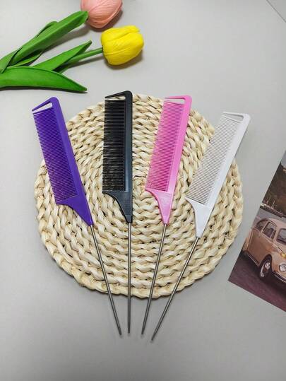 Rat Tail Steel Pin Hair Parting Comb Set, Anti-Static Highlight Sectioning Combination Kit For Hair Styling, Salon-Grade Fine Teeth Comb For Weaving, Braiding & Dyeing, Portable Hairdressing Tool Daily Home & Professional Use Accessories.