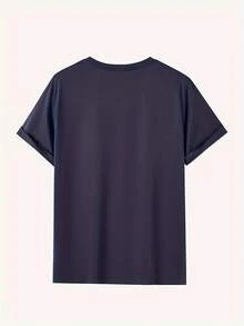Men's Short-Sleeved T-Shirt With Round Neck And Letter Print Design, Summer Fashion. - 藏青色 - 查看 3