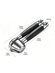 1件鋅合金壓蒜器，附電木手柄，防滑耐用廚房工具，手動壓蒜器，蒜泥器 - 銀色 - 查看 2