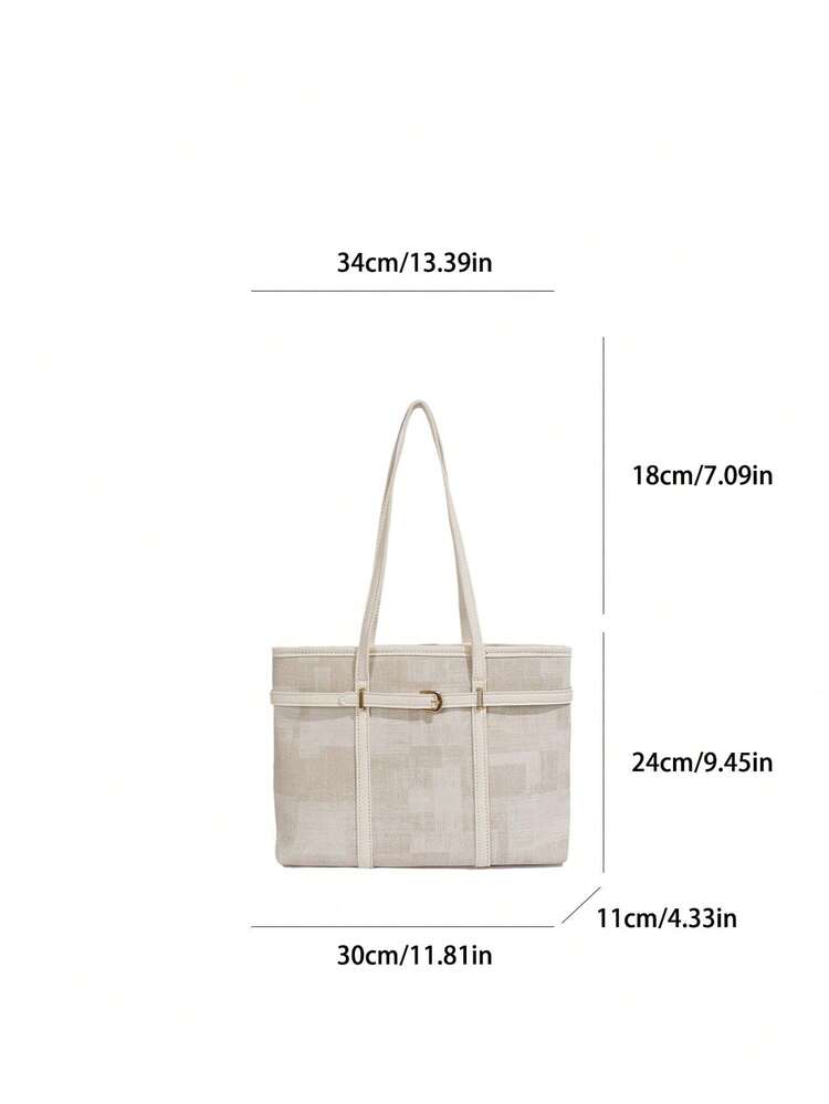 Casual Retro Large Capacity Women's Commuter Solid Color 2026 Summer New Casual Tote Handbag Shoulder Bag - White - View 6