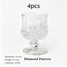 12/6pcs Diamond/Butterfly Pattern 40ML High-Foot Glass Cups, Crystal Clear Light-Refracting Highly Attractive Mini Tea Cups, One-Sip Cups, High-Foot Design Prevents Over-Drinking - Clear - View 15