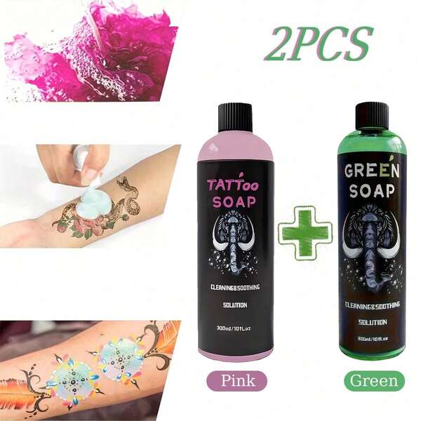 Juego de Concentrado de Jabón Verde para Tatuajes SUANGL/MATOENT, 30ml/150ml/300ml Opcional, Azul/Verde/Rosa Opcional, Diseño de Botella Exprimible de Precisión, Suministros Profesionales de Limpieza de Tatuajes, Adecuado para Estudios de Tatuajes y Artistas de Tatuajes