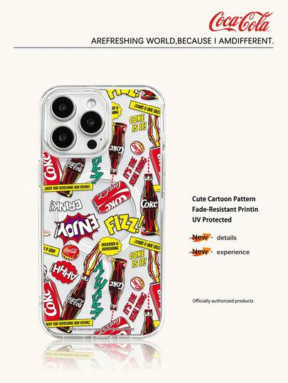 Coca-Cola 經典無線充電手機殼，輕量透明材質，防摔防滑，卡通動漫手機殼，適用 Android 系列 Galaxy S22、S23、S24、S25、S26 等，以及 Apple 17、17 Air、17 Pro、17 Pro Max、11、12、13、15、16 Pro、16 Pro Max、14 Plus、15 Plus、16 Plus、15 Pro、16 Pro Max、XR，適合送禮給家人與朋友