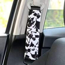 2 Stücke Set Tanzendes Skelett Muster Auto Sicherheitsgurt Schulterpolster, Halloween Thema, weiches Material, Auto Sicherheitsgurt Überzüge, universelle Auto Innenraum Dekoration Zubehör - A - Übersicht 3