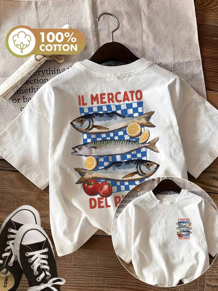 Camiseta de verano estampada de manga corta para mujer, top para mujer, tejido de algodón puro, corte regular.blusas para mujer playeras de mujer blusas casuales para dama conjuntos de mujer - Blanco - Ver 1
