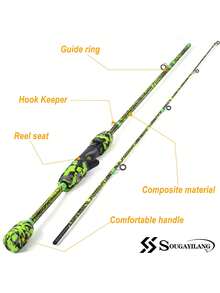 SOUGAYILANG Carbon Fiber Casting Fishing Rod, 1.68M/1.8M Baitcasting Rod With EVA Camo Grip, Perfect Green Honeycomb Camo Spinning Rod, Portable Freshwater Saltwater Fishing Rod - Green - View 5