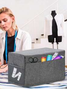 1pc Sewing Machine Dust Cover, Protective Fabric With Convenient Side Pocket And Sturdy Handle, Fits Most Standard Machines And Accessories, Storage Bag, Organization - Multicolor - View 2