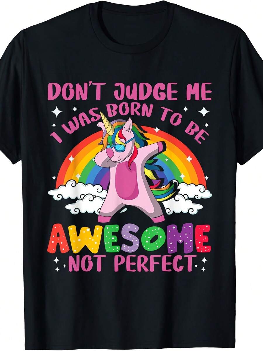 I Was Born To Be Different - Men T Shirt,Printed With Text And A Picture Of Someone Doing Something Dab Dancing Unicorn Pattern - Interesting Patterns T Shirt - Soft And Comfortable Leisure T Shirt,Round Neck Short Sleeve,Suitable For All Seasons,It's A Birthday Gift For A Man/The Ideal Gift For Christmas. - Black - View 1
