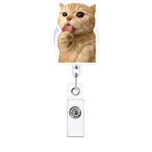 1pc/2pcs/3pcs Acrylic Cat Expression Retractable Rotating Badge Reel Doctor Nurse Keychain ID Holder - Multicolor D - View 20
