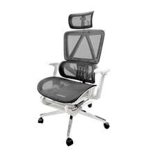 AOKU Silla de Oficina Premium, Silla de Escritorio con Respaldo Alto, Ergonómica con Soporte Lumbar Ajustable. Giratoria. Reposa Brazos. Reposa Pies - Blanco  Negro - Ver 2