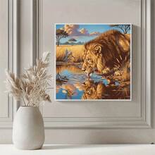 1PC | 5D DIY Diamond Painting | Savannah Lion Diamond Painting Kit, Full Drill Mosaic Craft Set. High-Definition Art Diamond Painting. Gift Diamond Painting, Focus And Relax Through DIY, Suitable For Living Room, Bedroom, Office Wall Decor, Surprise Holiday Home Decor Gift For Family And Friends, Unframed [30*30cm/11.8*11.8in][40*40cm/15.7*15.7in] - No Frame - View 3