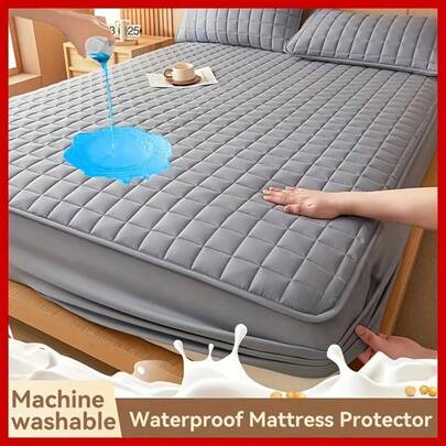 One Waterproof Mattress Protector, Multi-Layer Fitted Sheet, Solid Color Bedding Design, Can Be Used Alone As A Bedspread, 9-15 Inch Deep Pockets, Reusable Nursing Pad, Ideal For Bedrooms, Guest Rooms And Hotel Mattresses, Random Style, Father's Day