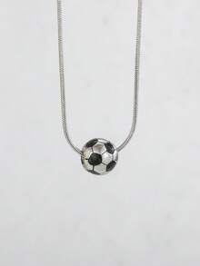 1pc Exquisite Fashion Hip-Hop Style Gold & Silver 3D Football Pendant Stainless Steel Necklace, Gold & Silver Exquisite Snake Chain Sports Jewelry, Suitable For Women Daily Wear, Perfect Gift For Football Lovers - Multicolor - View 5